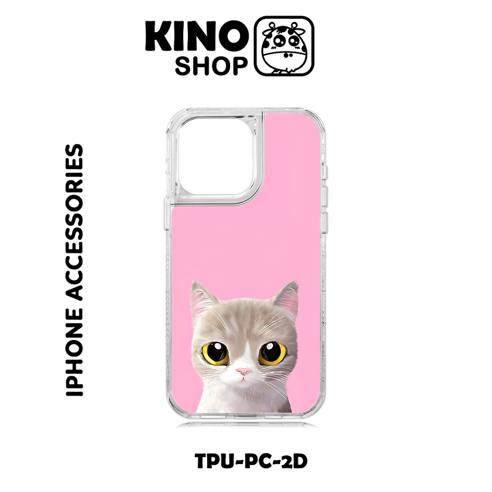 KINOSHOP เคสไอโฟน [KN 401] พิมพ์ถ่ายเทความร้อนขอบสีขาวใส 15 Pro Max 11 12 13 14 Pro