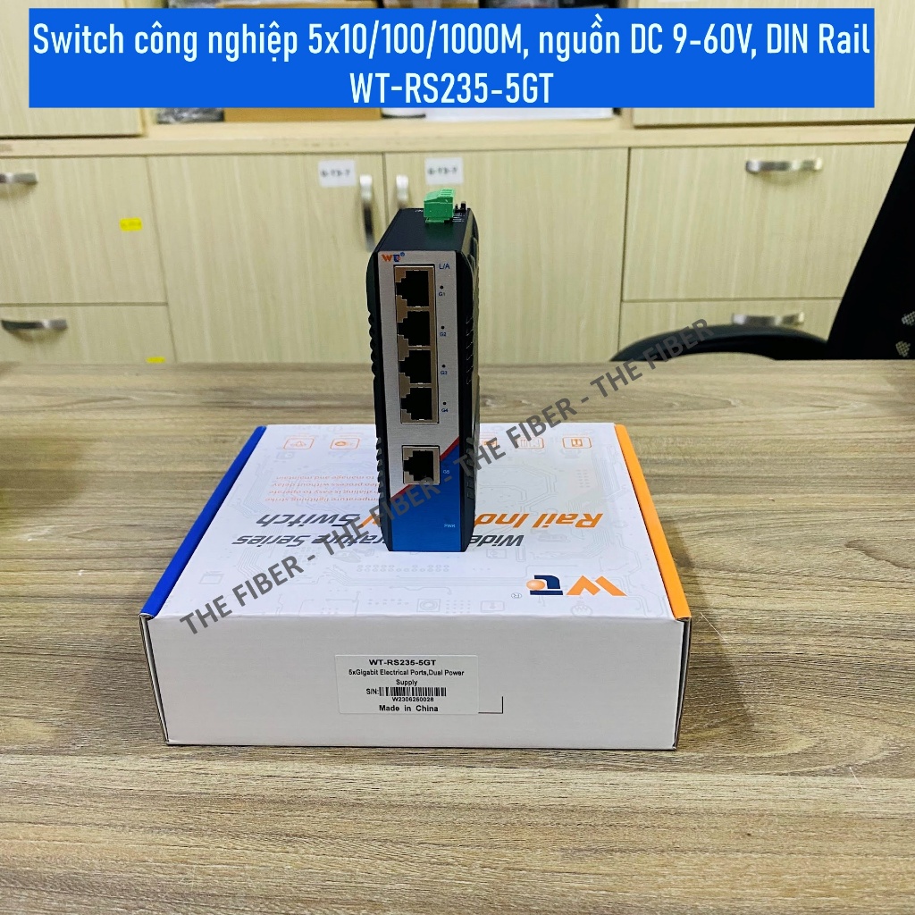 สวิตช์อุตสาหกรรม 5x10/100/1000M, แหล่งกําเนิดแสง DC 9-60V, DIN Rail WT-RS235-5GT