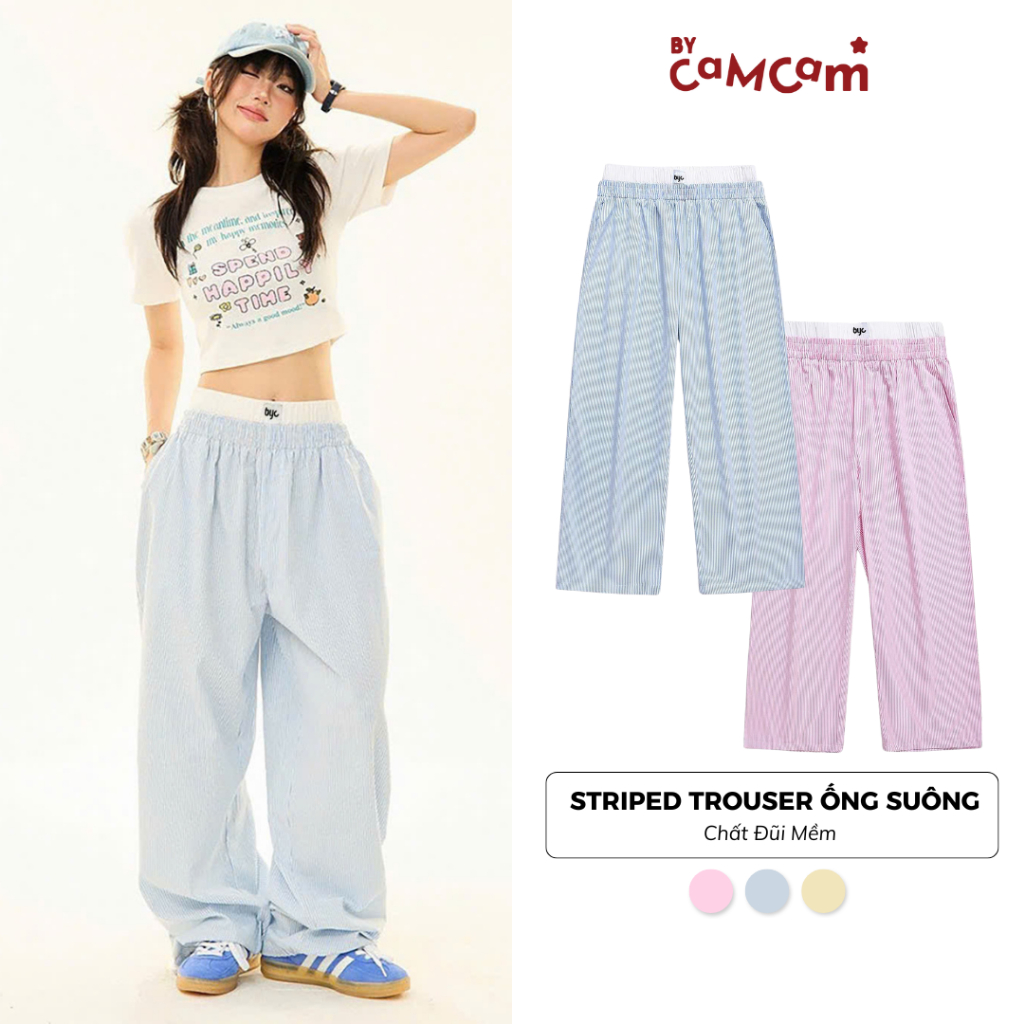 กางเกงลาย Bycamcam กางเกงลาย Unisex เกาหลีผู้ชายและผู้หญิง
