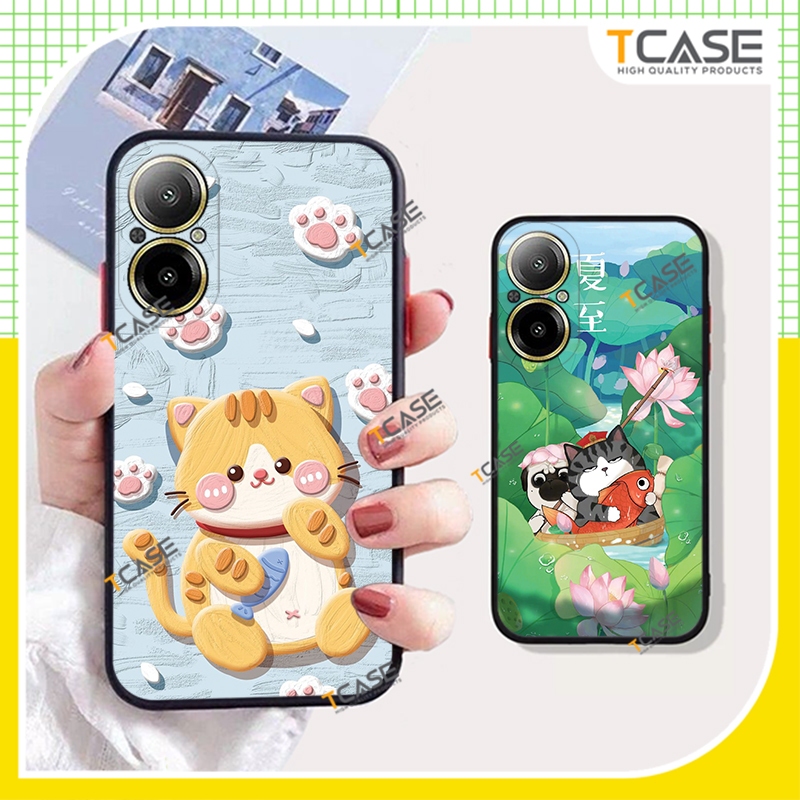 Realme C67, เคส Realme C67 5G พิมพ์ลายแมวจอมซน - Tcase
