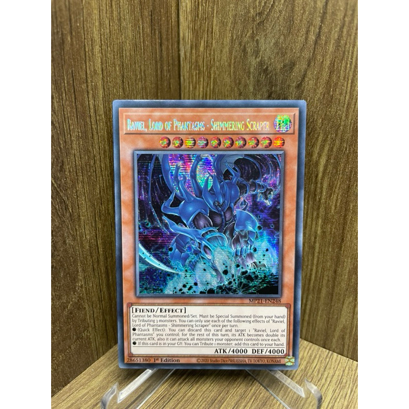 ( การ์ด YUGIOH ของแท้ ) Ravael, Lord of Phantasms - เครื่องขูดชิมเมอร์ / Secret Rare / MP21-EN248 / 