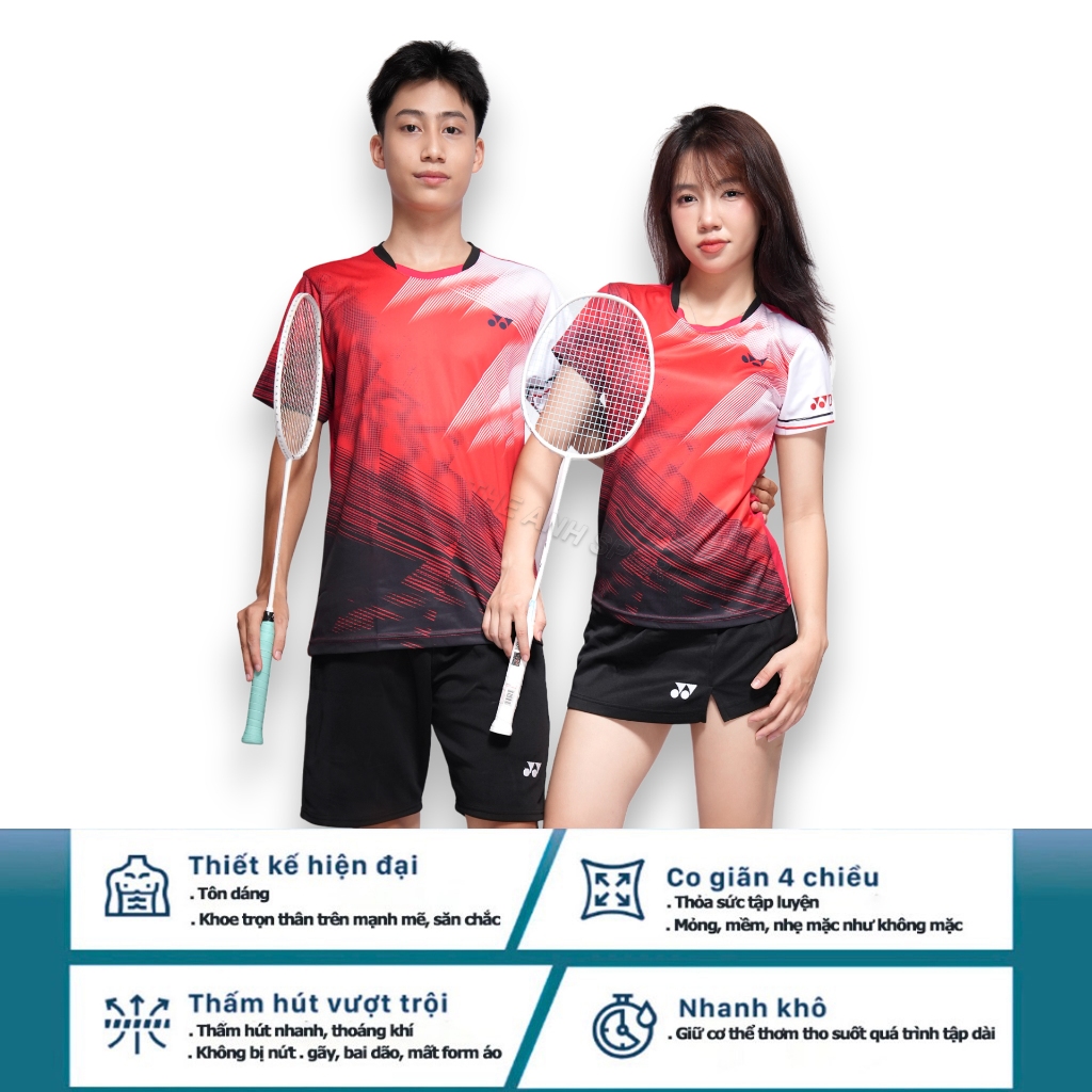 เสื้อแบดมินตัน โยเน็กซ์ ชุดแข่งขันระดับมืออาชีพสําหรับผู้ชายและผู้หญิง ( ม สีแดง )
