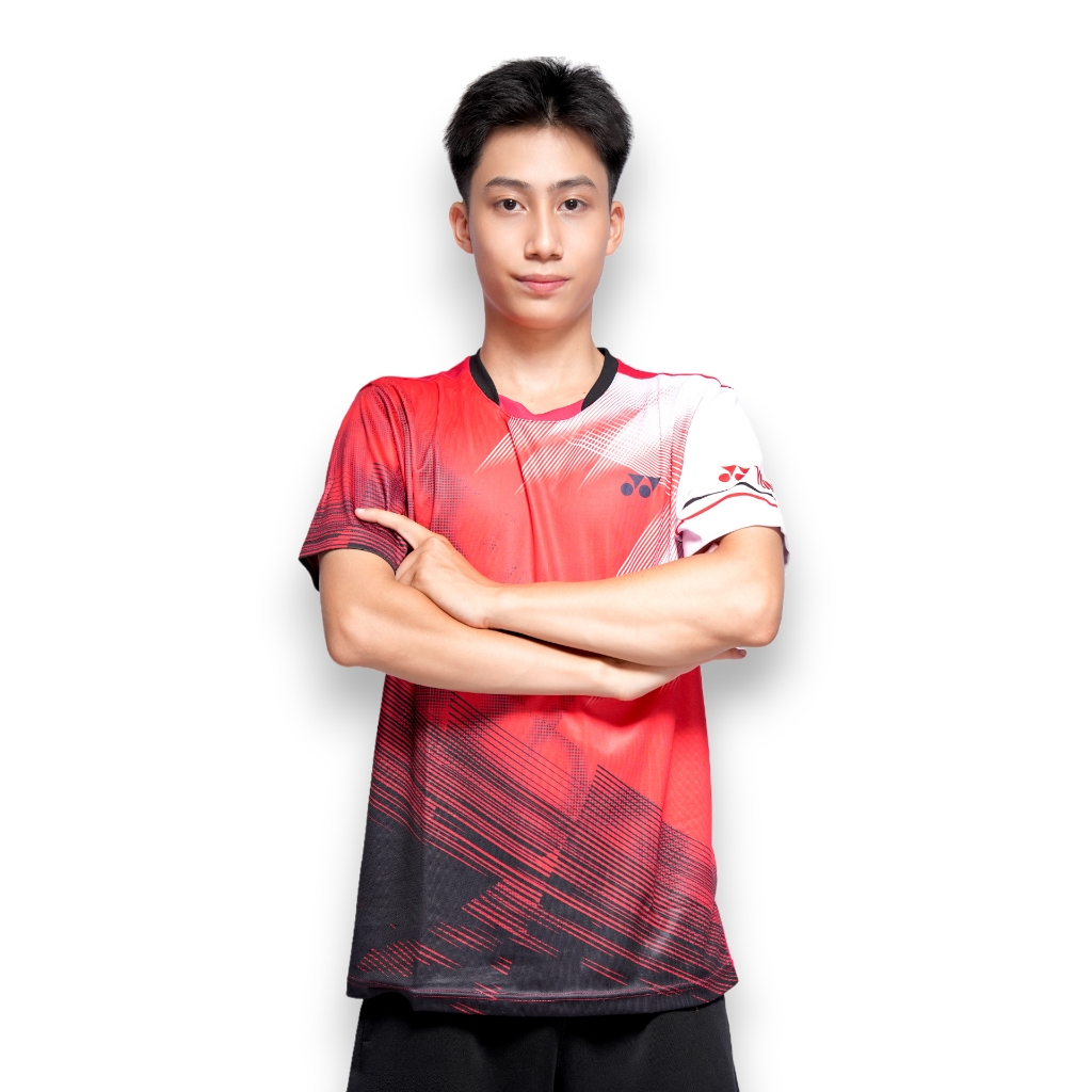 เสื้อแบดมินตัน โยเน็กซ์ ชุดแข่งขันระดับมืออาชีพสําหรับผู้ชายและผู้หญิง ( ม สีแดง )
