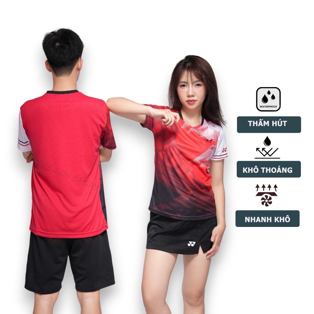 เสื้อแบดมินตัน โยเน็กซ์ ชุดแข่งขันระดับมืออาชีพสําหรับผู้ชายและผู้หญิง ( ม สีแดง )