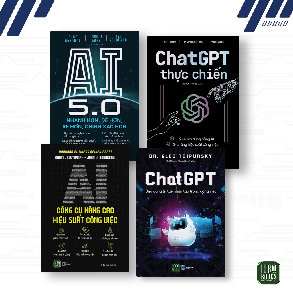 หนังสือ - คอมโบ 4 เล่ม: ChatGPT + Chatgpt การต่อสู้จริง + AI 5.0 + AI เครื่องมือเพื่อปรับปรุงประสิทธ
