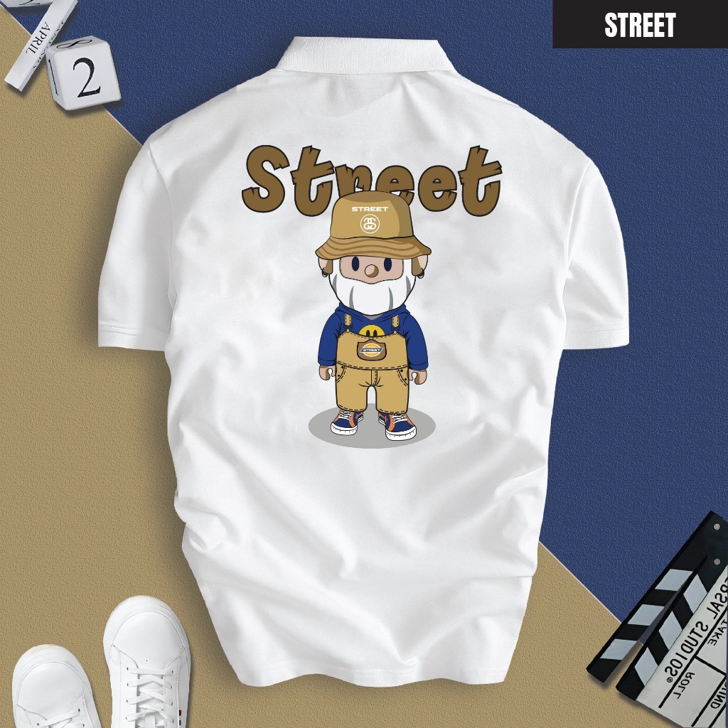 BASIC ICY คอปกเปิดลง STREET เสื้อโปโล หนังจระเข้หรูหรา เรียบหรู โปร่งสบาย