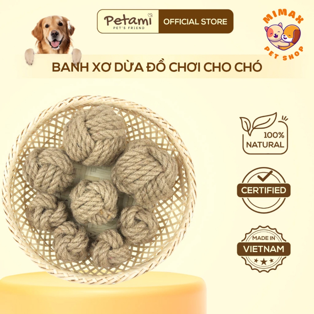 Petami Hemp Balls ธรรมชาติ 100% ทนทานสูงสําหรับสุนัขเล่น ผ่อนคลาย ทําความสะอาดฟัน