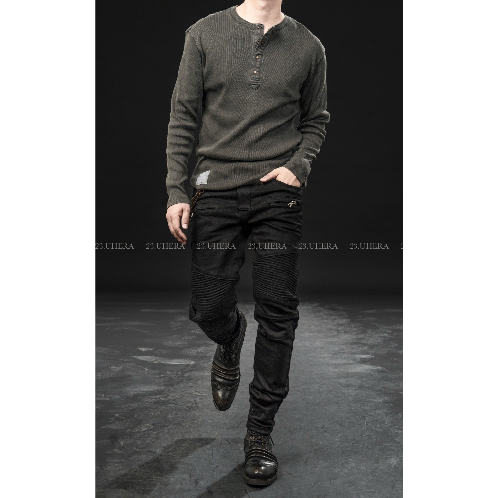 M02- เสื้อ Henley กระดุมทองแดง