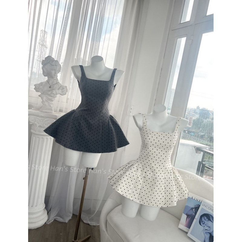 [HANS Store ]POINTED VELVET ROLLED TWO-STOP DRESS (REAL PHOTO)