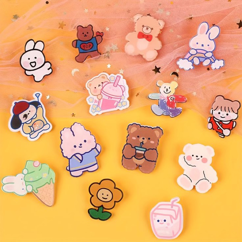 SET 6 ชิ้น SUPER ADORABLE CLOTHING BACKPACK PINS MADE BY ORANGE CHIP PAINTING SHOP