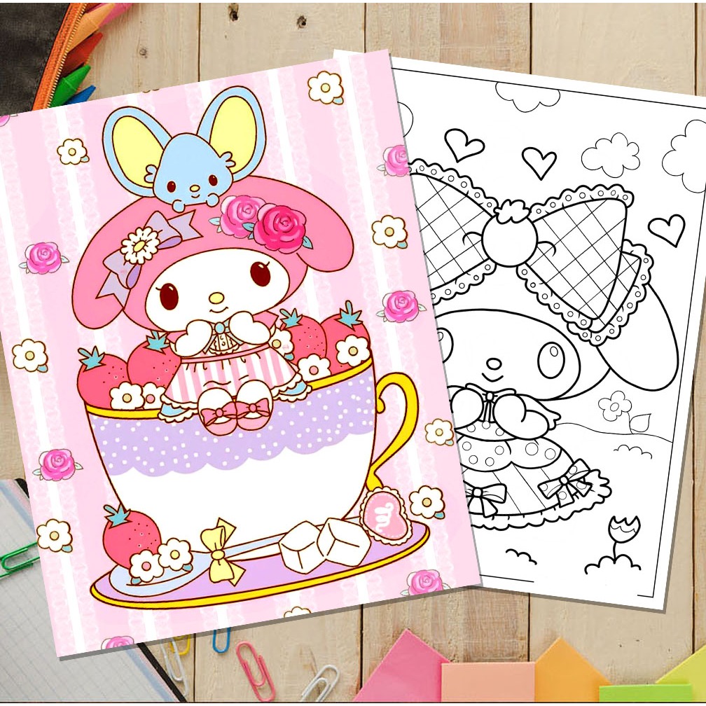ชุดหน้าระบายสี 50 หน้า สําหรับเด็ก ธีม My Melody Size A4, A5 ช่วยให้เด็กฝึกระบายสีและพัฒนาพรสวรรค์ที่สร้างสรรค์