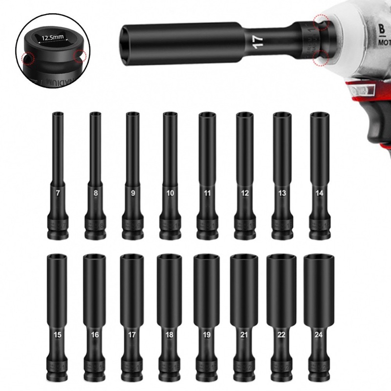 หัวไขควงหกเหลี่ยม 8-24mm CRV Steel - CHOME Type 1/2 ยาว 128mm
