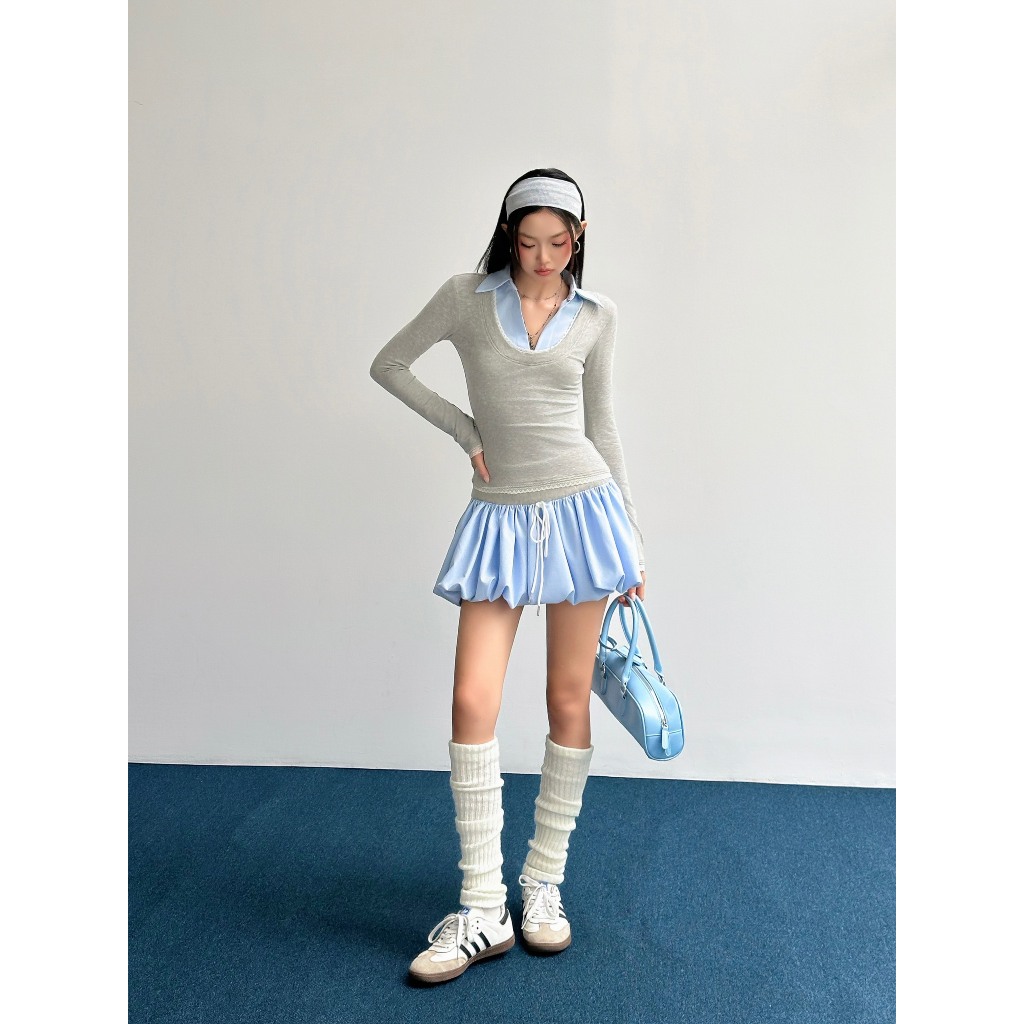 กระโปรงสั้นกีฬาสควอชสีน้ําเงิน - HOO DESIGN