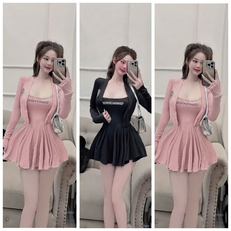 ชุด เดรสบานสองชิ้นพร้อมเสื้อนอกสุดหรู