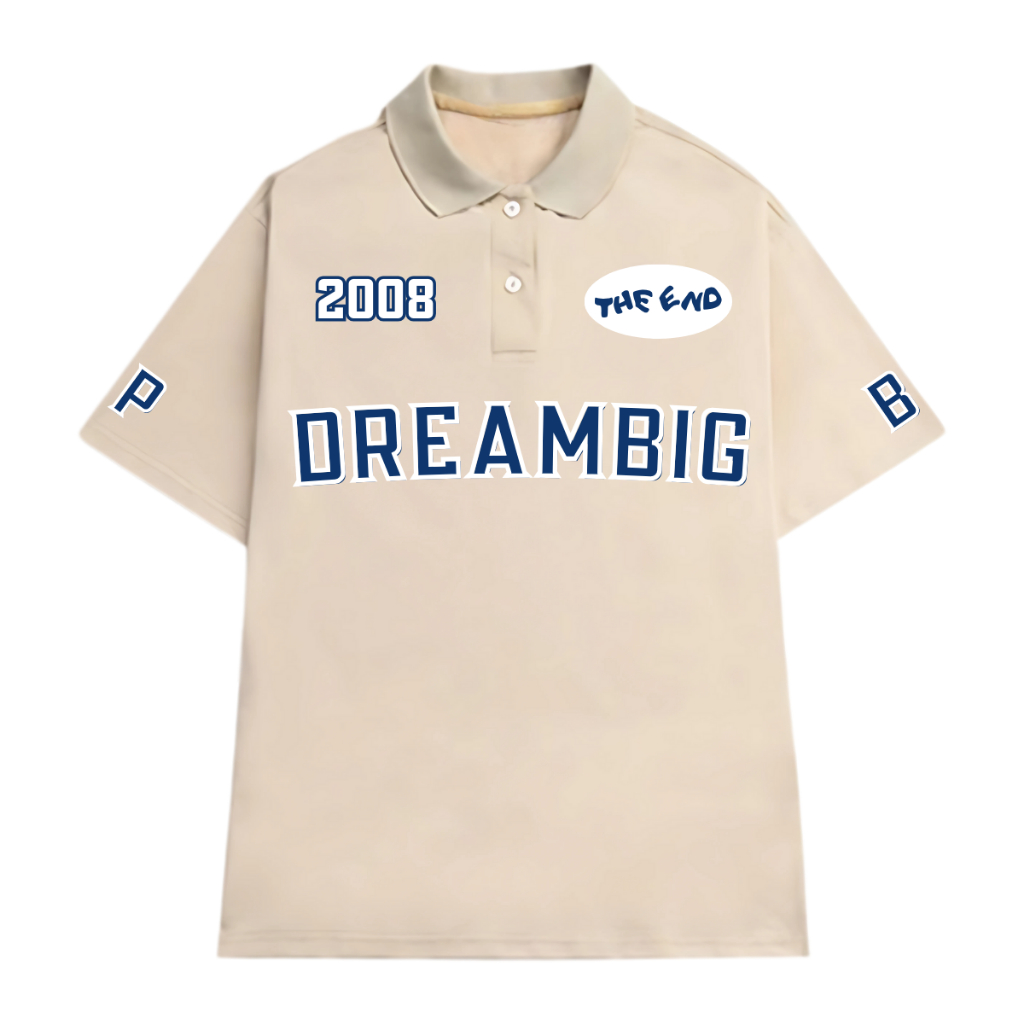 Big Boxy เสื้อโปโล VENDER FOREVER FOR LOVE จากหลวมผู้ชายผู้หญิงรอบคอไทยโพลีวัสดุ 3D พิมพ์ท้องถิ่นยี่