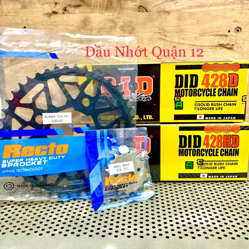 Honda Winner - GTR 150 Recto Thailand Laser 44T Disc - 15T Sprocket + 428D Yellow DID Chain - 428HD 