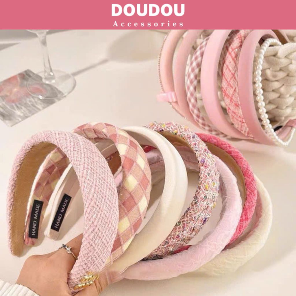 Doudou ที่คาดผม ที่คาดผมสวยๆ ที่คาดผมผู้หญิง ที่คาดผมผู้หญิง ที่คาดผมสีชมพูเกาหลี FG008