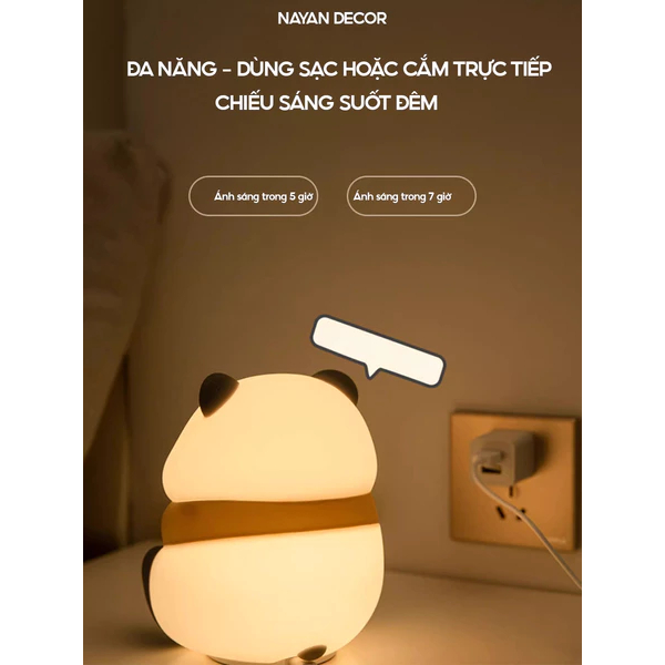 Nayan น่ารักและน่ารักซิลิโคนสัมผัส usb panda night light เป็นของขวัญสําหรับแฟนและสาวที่มีปรับความสว่