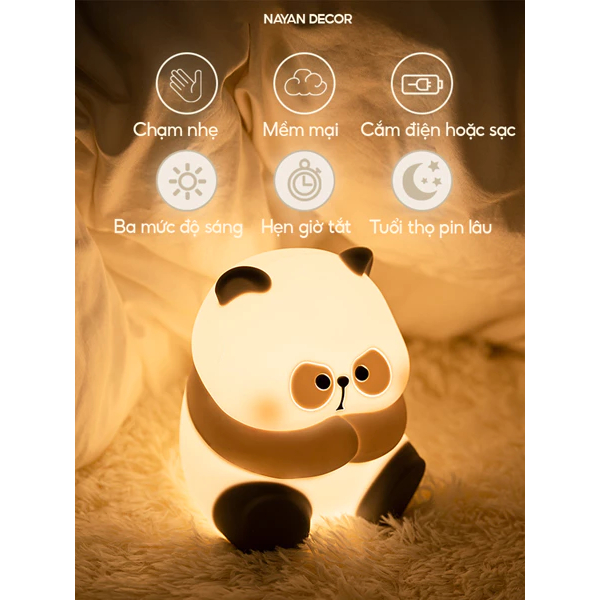 Nayan น่ารักและน่ารักซิลิโคนสัมผัส usb panda night light เป็นของขวัญสําหรับแฟนและสาวที่มีปรับความสว่