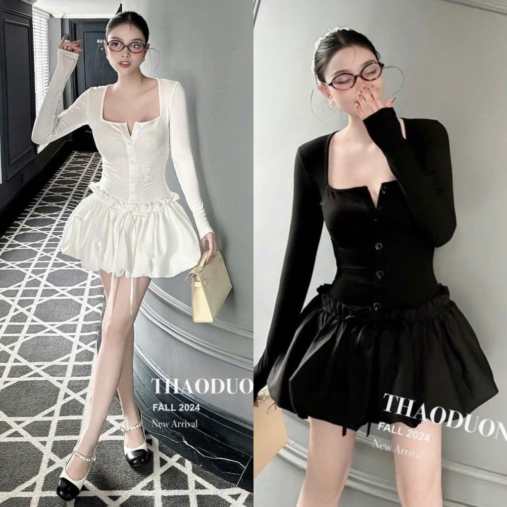 ชุดเดรสผ้าขนสัตว์ บอดี้คอน คอสี่เหลี่ยมเอวน่าระทึกใจ 2 สีพร้อมกางเกงป้องกันน่ารัก (รูปถ่ายจริงบนพื้น) ฮ่าๆ