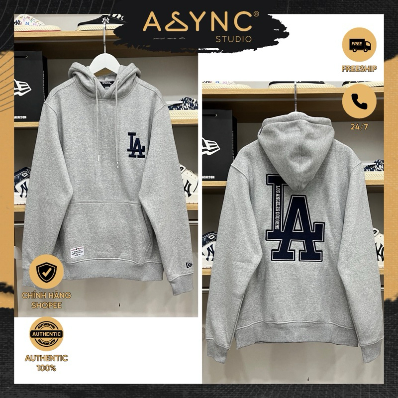 (ออธ) New Era x MLB LA Los Angeles Dodgers Hoodie สีเทา Navy Logo CODE: 13781160 | สตูดิโอวายซิง