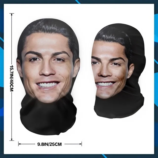 Ronaldo Messi Mbappe Mask, หน้ากากหมวกยืดหยุ่น Seamless Mesh คอสเพลย์ Mask Shop Sando