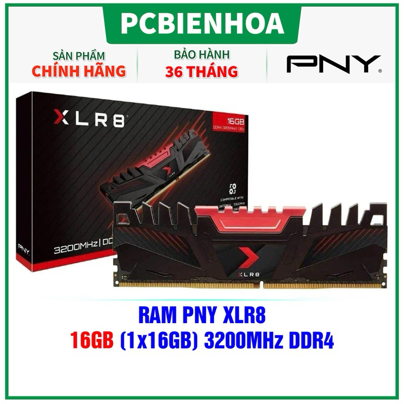 Ram DDR4 XLR8 PNY 16GB 3200Mhz (MD16GD4320016XR) พร้อมฮีทซิงค์-36T