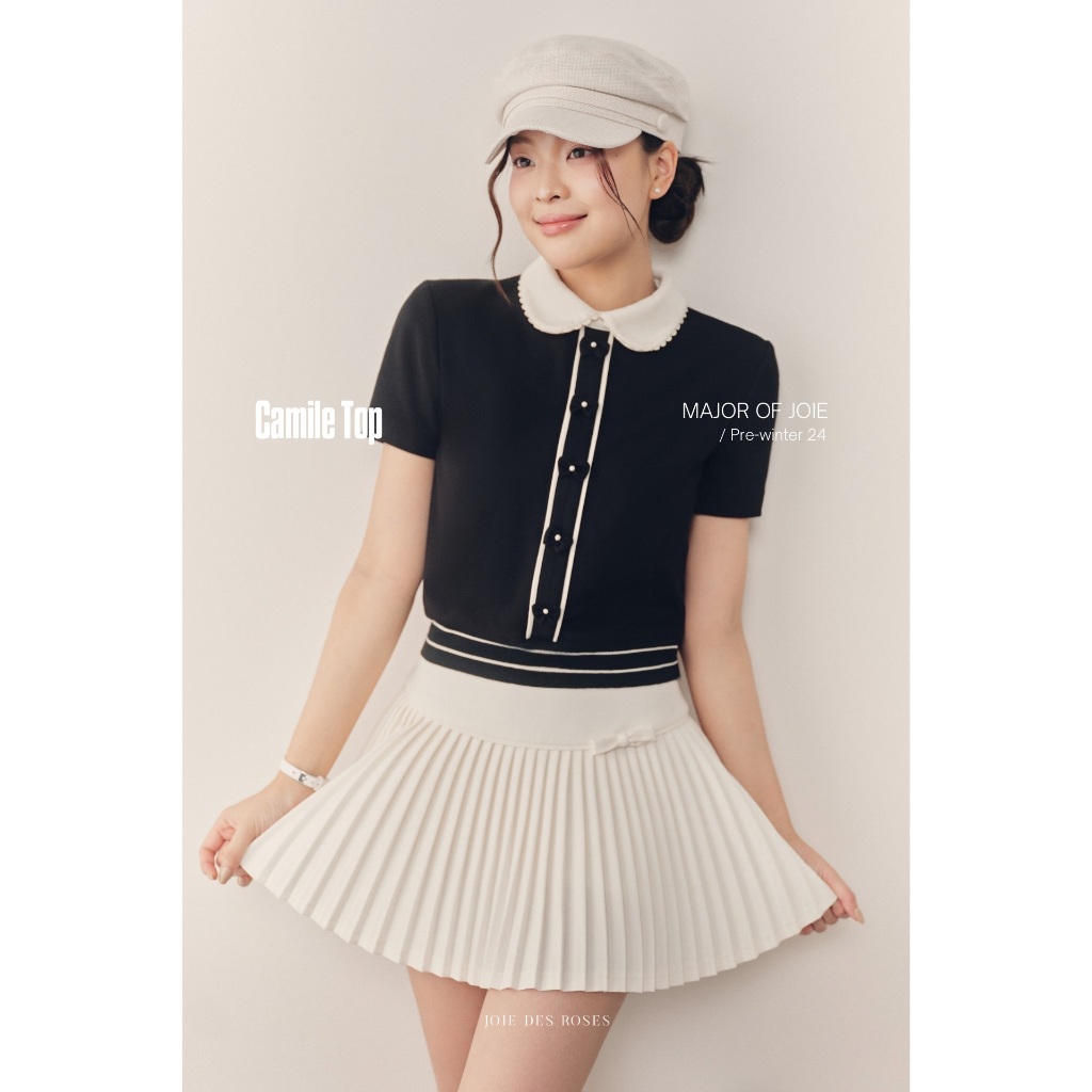 Joie DES ROSES - เสื้อเชิ้ตแขนสั้นปกบัวโบว์หน้า Camile Top