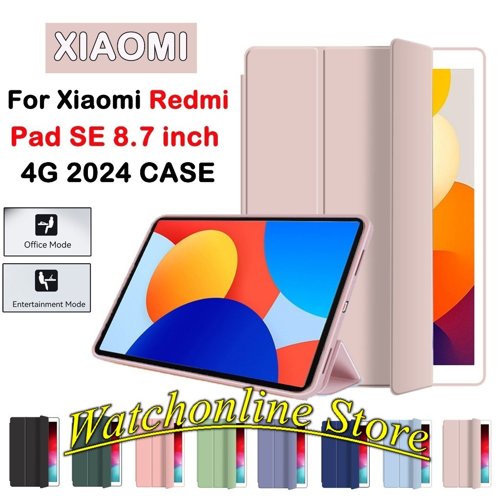 เคสหนังยืดหยุ่นสีสําหรับ Redmi Pad SE 4G 8.7 / redmi pad se 8.7 นิ้ว 2024
