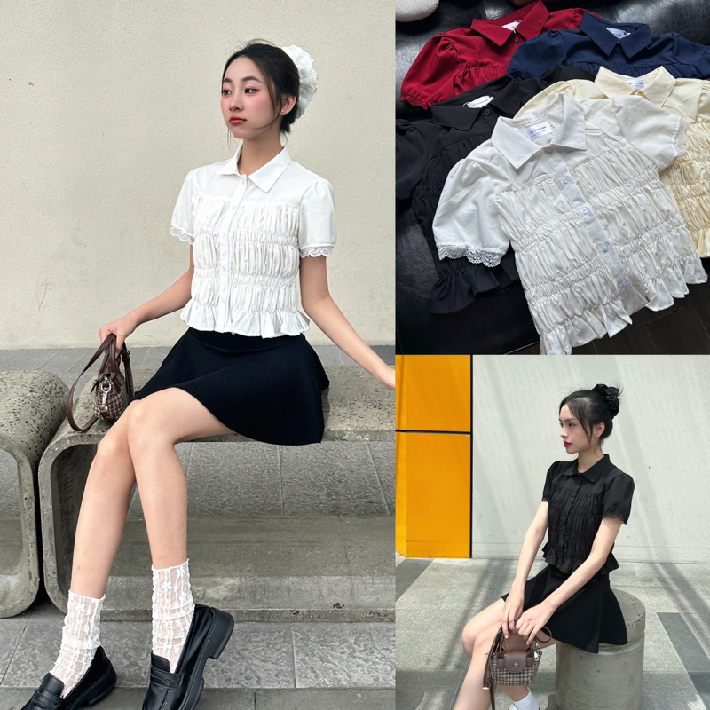 Laylie TOP - เสื้อเชิ้ต DEROSE ดีเทลสม็อคด้วยผ้าฝ้ายเนื้อนุ่มและเท่