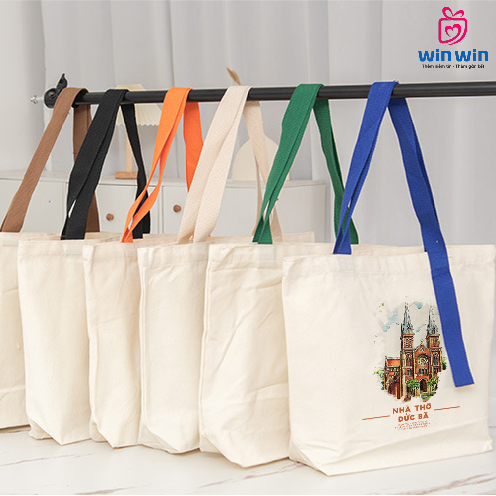 Win Win Tote Bag พิมพ์ลายสถานที่และหูจับแบบมีสไตล์ (33x38x10cm) - มีสไตล์และไม่ซ้ําใคร!