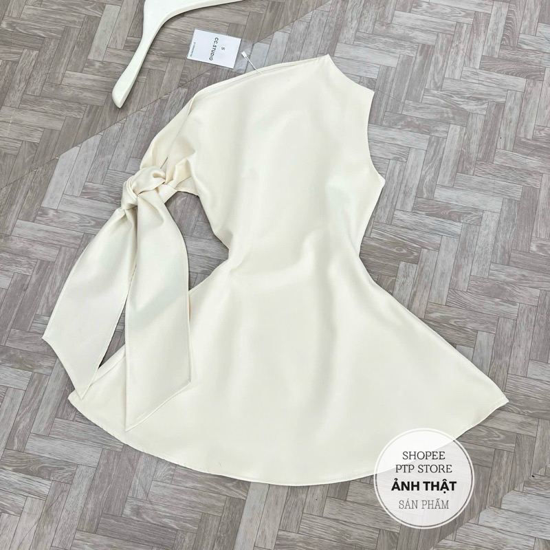 [โวลต์1.834] ชุดเดรสดีไซน์เปิดไหล่เอวบานหรูหรา 2 สี - รูปที่ 6