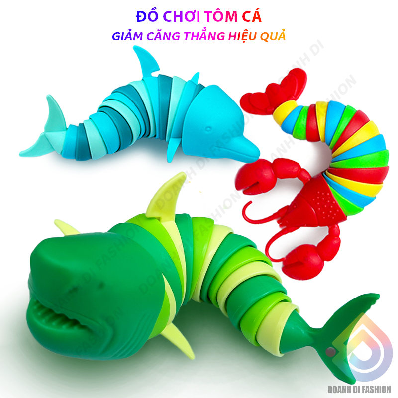 ของเล่นปลาและกุ้งมือถือพร้อมไฟสีรุ้ง ปลาโลมาฉลามจระเข้เรืองแสง พวงกุญแจหนอนกุ้ง