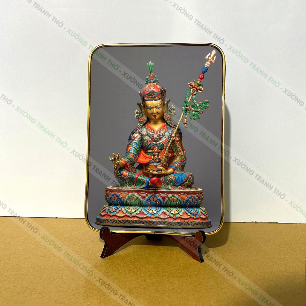 สีไม้เคลือบกระจก Mica Tantric Padmasambhava Guru Rinpoche (Stat) สําหรับเท้าไม้