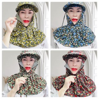 Nón mũ chống nắng nữ có khẩu trang che mặt trùm kín đầu vải 2 lớp có lót lưới - Shop Kim Yến 5