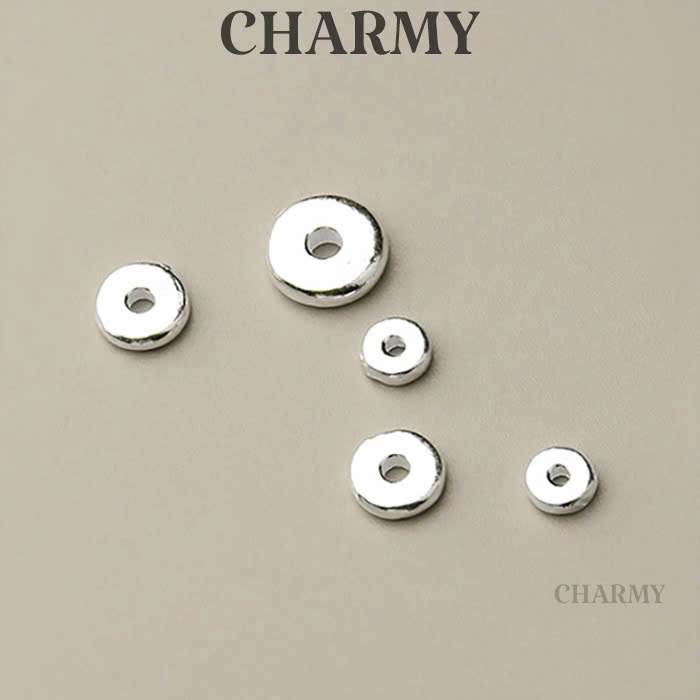 คุณภาพสูง 925 silver flat round Charm CBA310 - สร้อยข้อมือ DIY และอุปกรณ์เสริมสร้อยคอ - Charmy