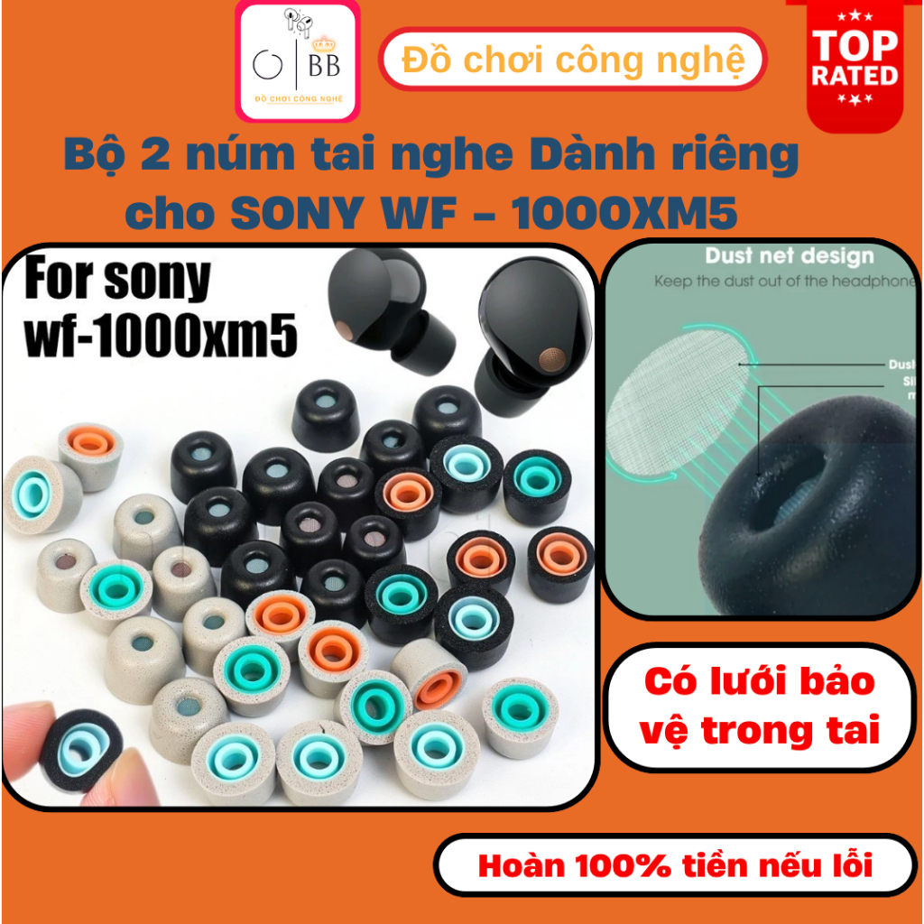 SONY ชุดจุกหูฟัง 2 ชิ้น สําหรับ โซนี่ wf-1000xm5 ฟองน้ําพรีเมี่ยมพร้อมตาข่าย