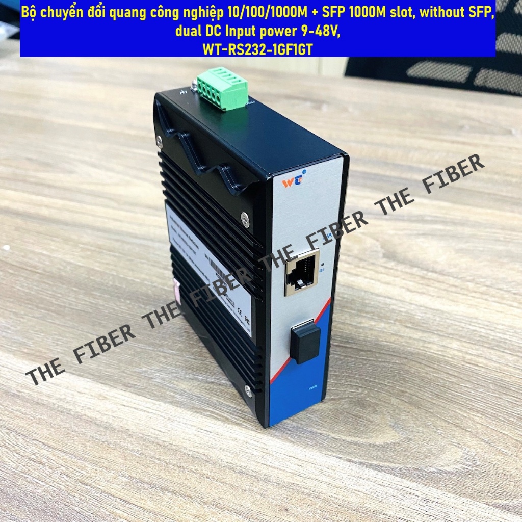 ตัวแปลงออปติคัลอุตสาหกรรม 10/100/1000M + ช่อง SFP 1000M ไม่มี SFP ไฟอินพุต DC คู่ 9-48V, WT-RS232-1G