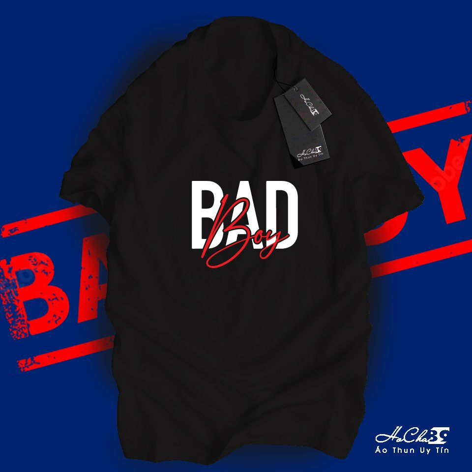 เสื้อยืด Bad Boy - W4T31 - HoCha89 4C ผ้าคอตตอนมีสายคล้องคอ สินค้าคุณภาพสูง (ภาพจริง)