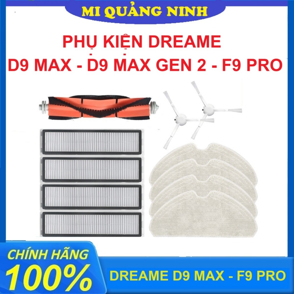 Dreame D9 Max, D9 Max Gen 2, F9 Pro Robot Vacuum Cleaner Accessories - แปรงหลัก, แผ่นกรอง Hepa, ผ้าท