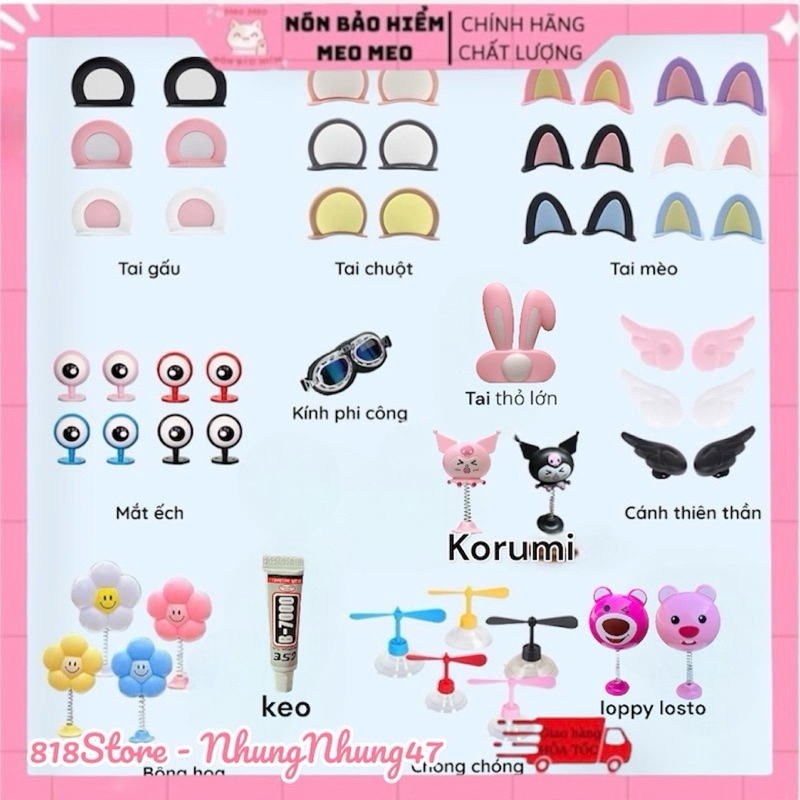 อุปกรณ์เสริมหมวกกันน็อค XO - หูแมวหูหมีมิกกี้เมาส์หูสุนัขจิ้งจอกหูกระต่ายดอกไม้ฤดูใบไม้ผลิ Kurumi Loopy Cabybara กาว b4000
