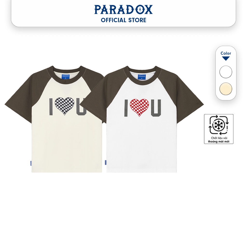 เสื้อยืด Boxy Cotton Unisex Paradox ILY - สีขาว ครีม