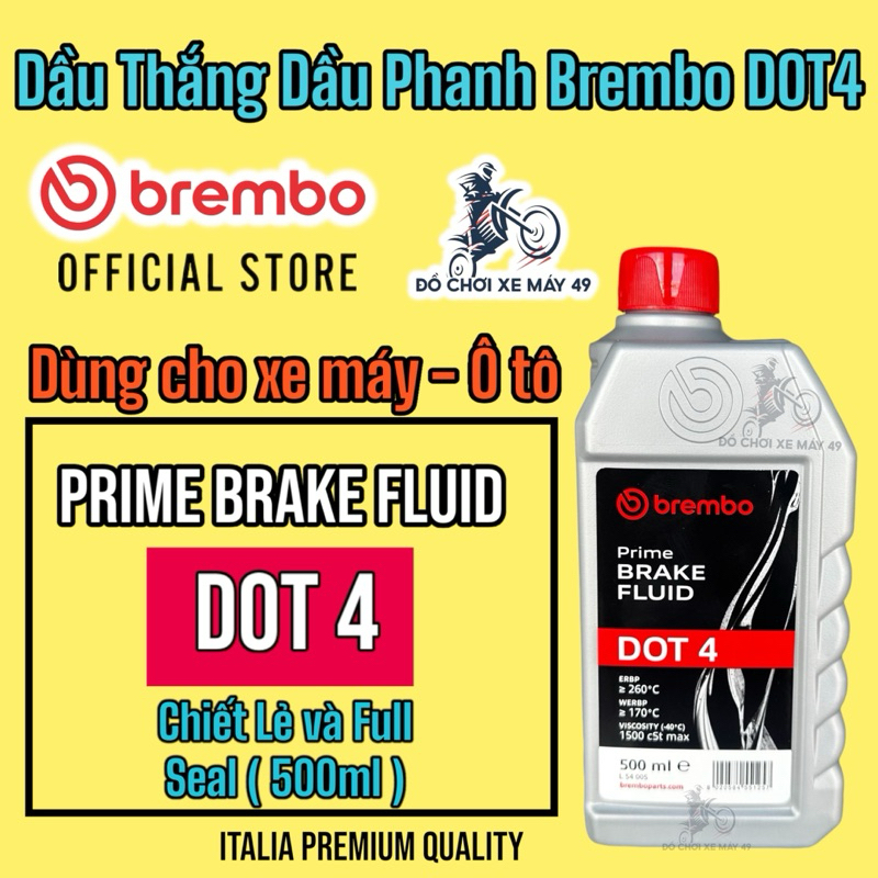 BREMBO DOT 4 PRIME BRAKE FLUID BRAKE FLUID / BRAKE FLUID สําหรับรถยนต์และมอเตอร์ไซค์ * 500ml และขายป