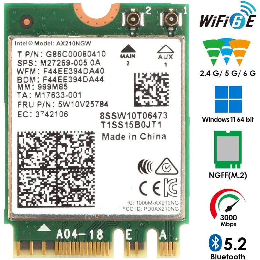 การ์ด wifi Intel 6E AX 210 ของแท้ 2.4-5-6GHz Bluetooh 5.3 สําหรับ LAPTOP- PC- TINY MINI PC -SFF