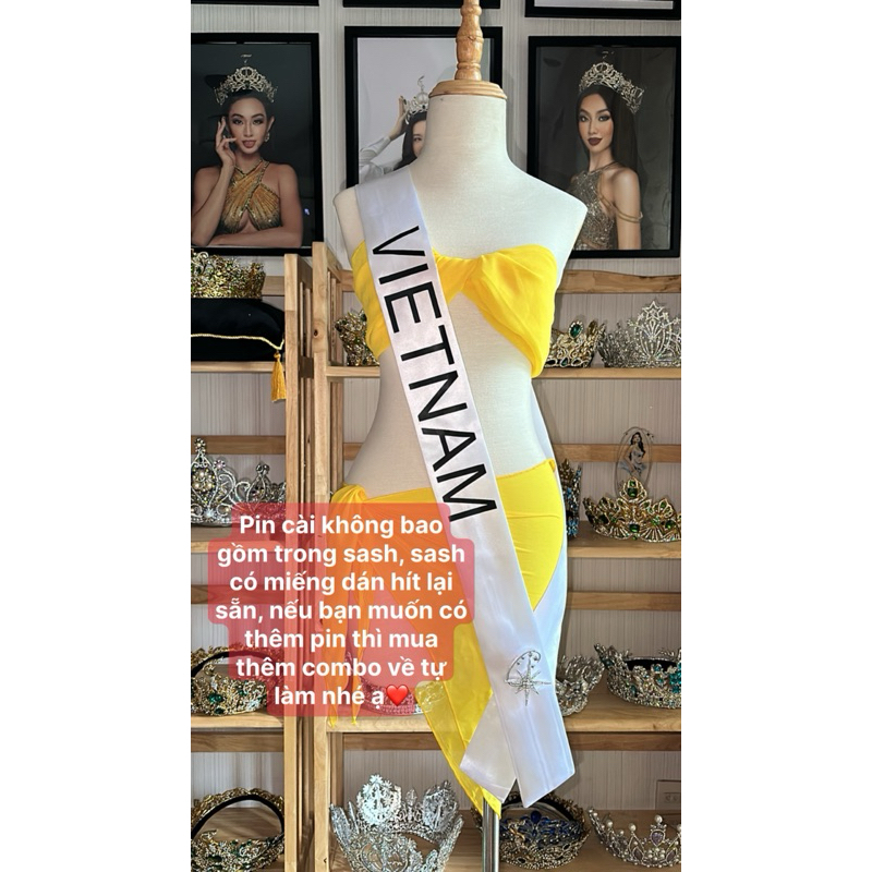 สายรัดสายสะพาย VIETAM Miss Universe 2022 (ไม่รวมตัวอักษรPRINT ไม่รวมหมุด)
