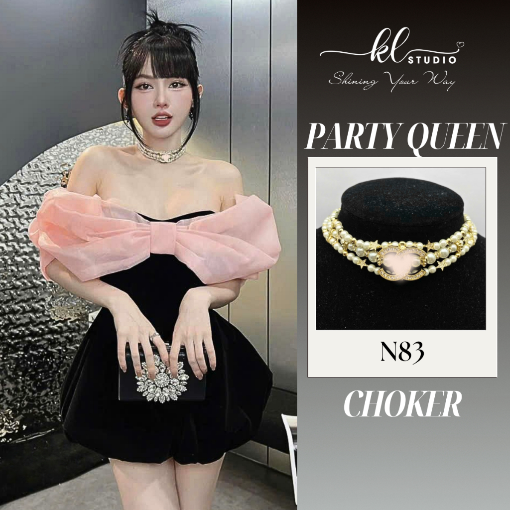 Super VIP 3 ชั้น CN Pearl Choker สร้อยคอ, CN Pearl Choker สําหรับงานปาร์ตี้, สร้อยคอมุกเทียม - N83