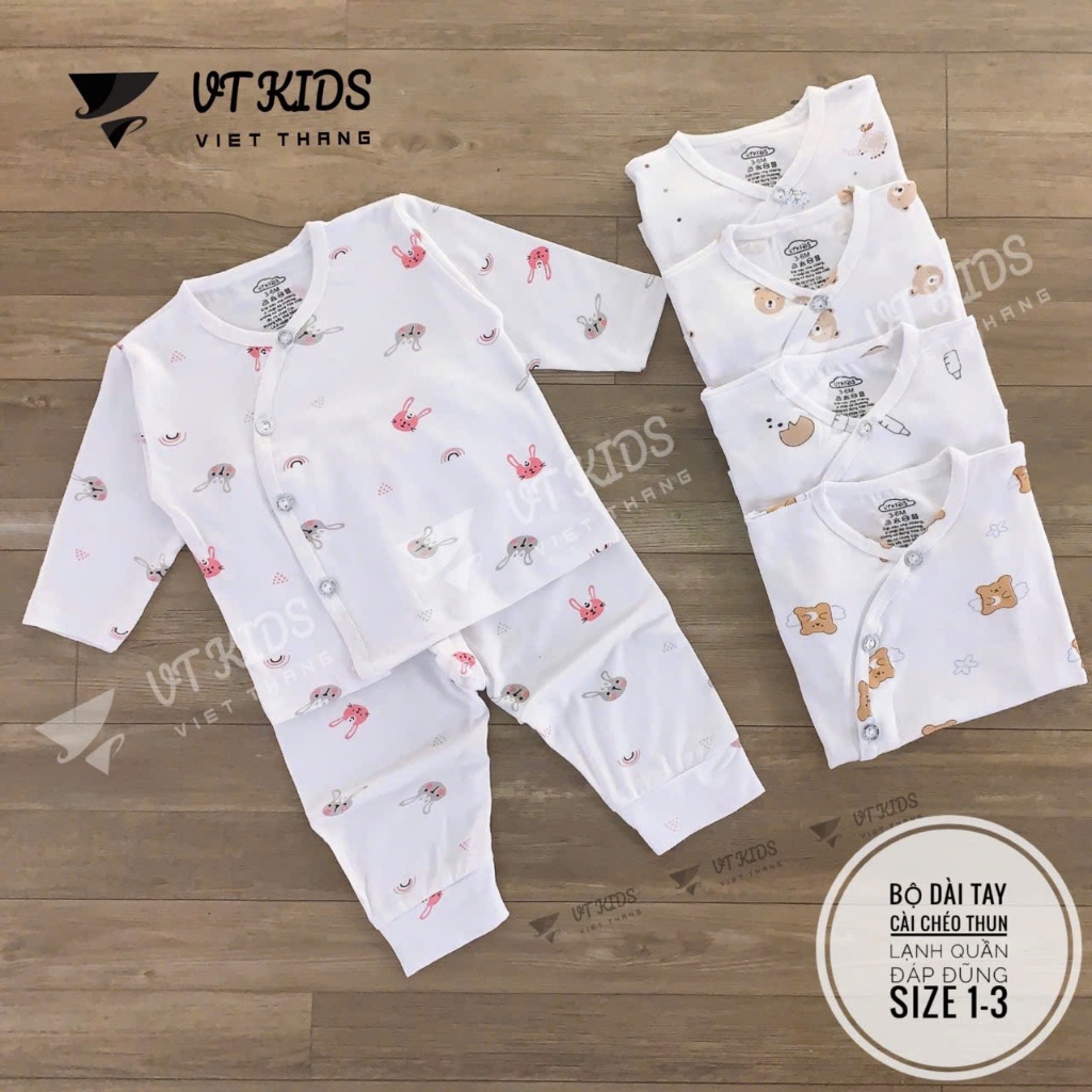 VT kids ชุดกระดุมแขนยาวสีขาวพิมพ์ลายน่ารักและยางยืด petit
