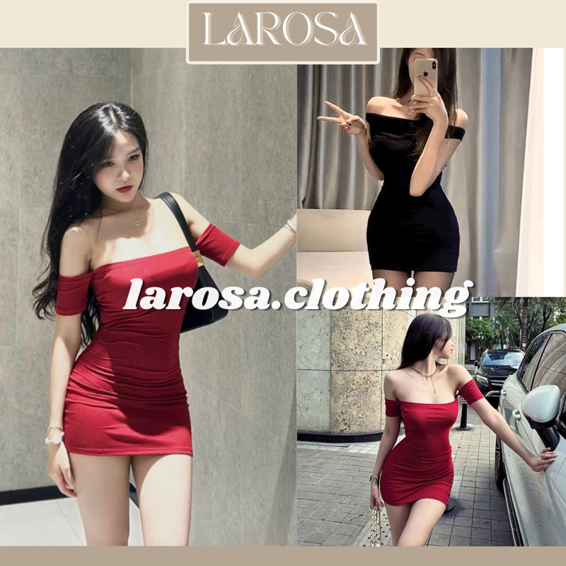 (ภาพต้นฉบับ) ชุดเดรสเข้ารูปเปิดไหล่เซ็กซี่โดย LAROSA