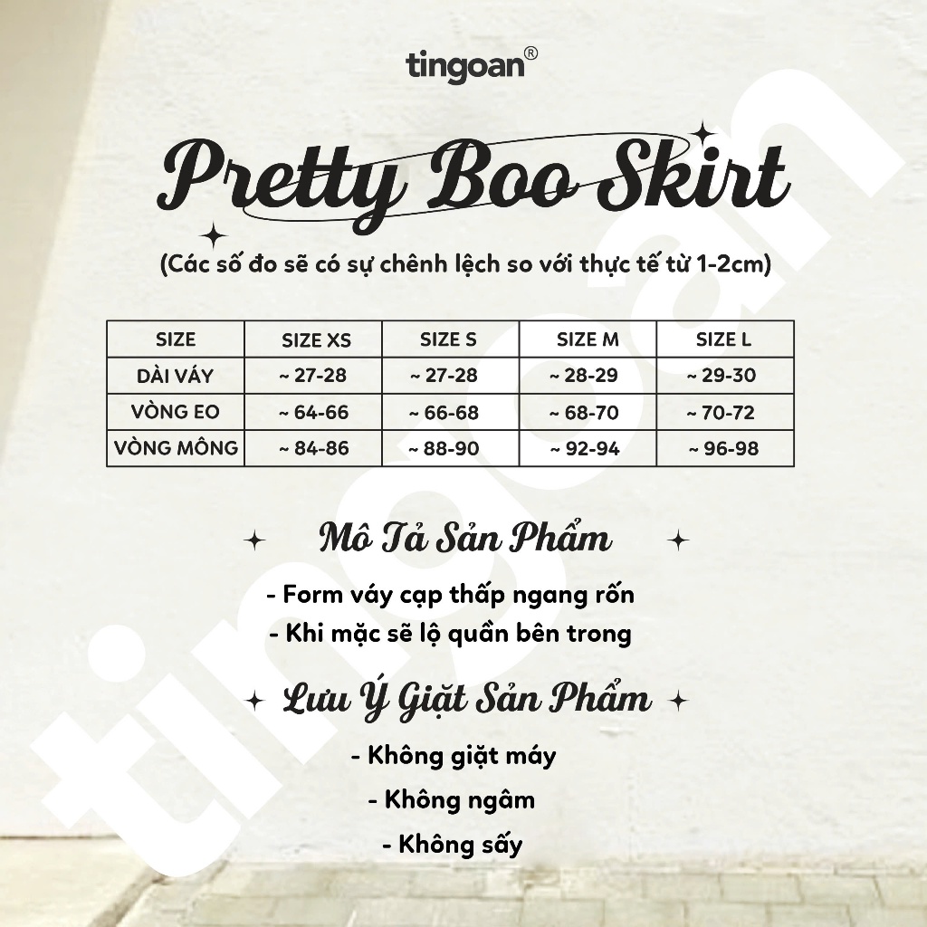 TINGOAN - กระโปรงจับจีบสีขาวเอวต่ํา PRETTY BOO SKIRT/WH - รูปที่ 6