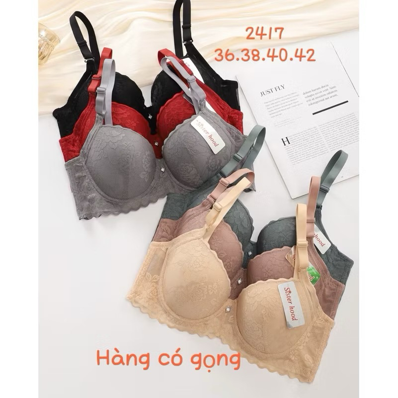 2417 บราลูกไม้บางมีโครงคัพ ค สําหรับหน้าอกใหญ่หลังอ้วน